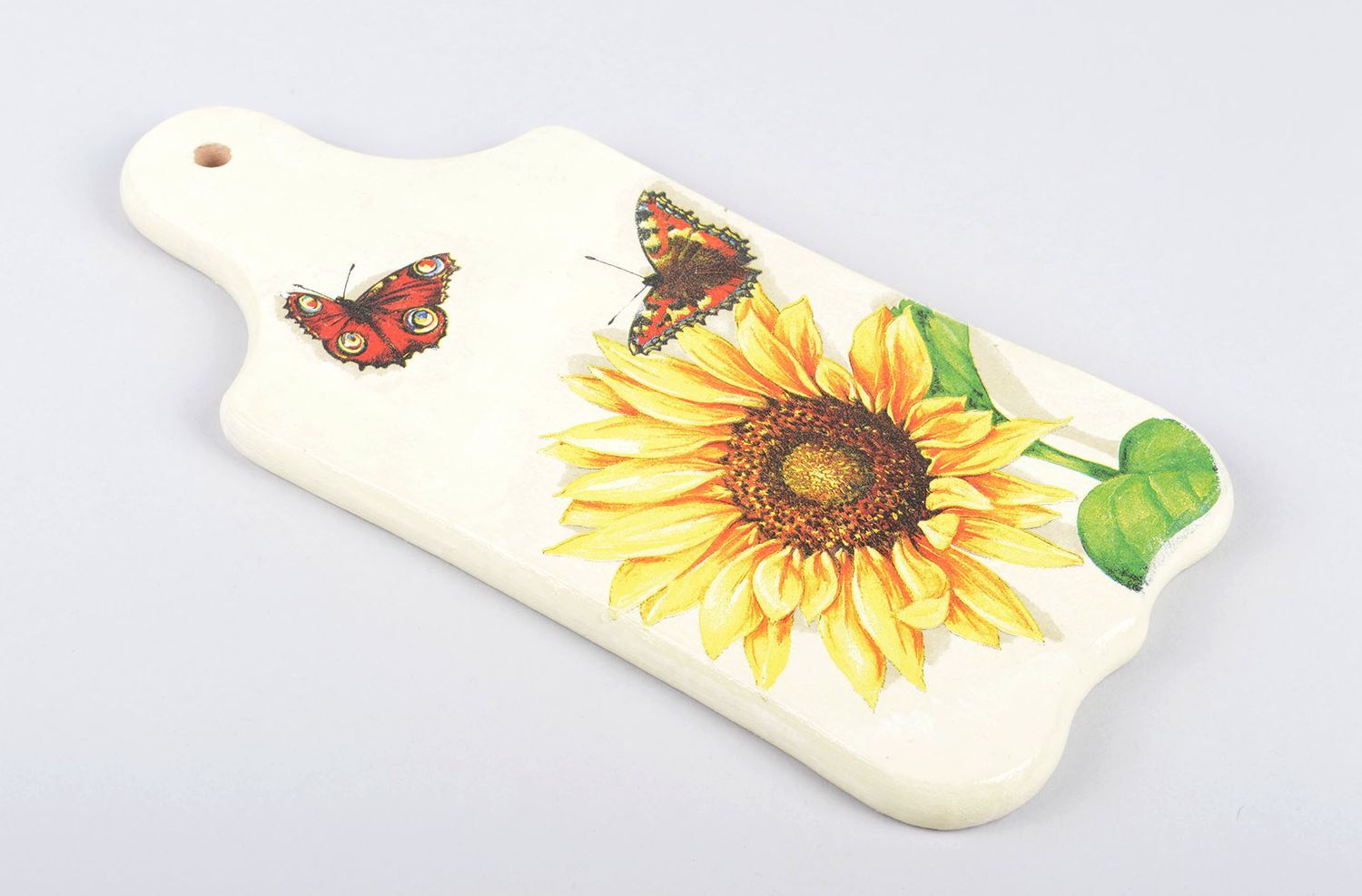 Handmade Deko Holzbrett für Küche Geschenk Idee Küche Dekoration mit Sonnenblume foto 1