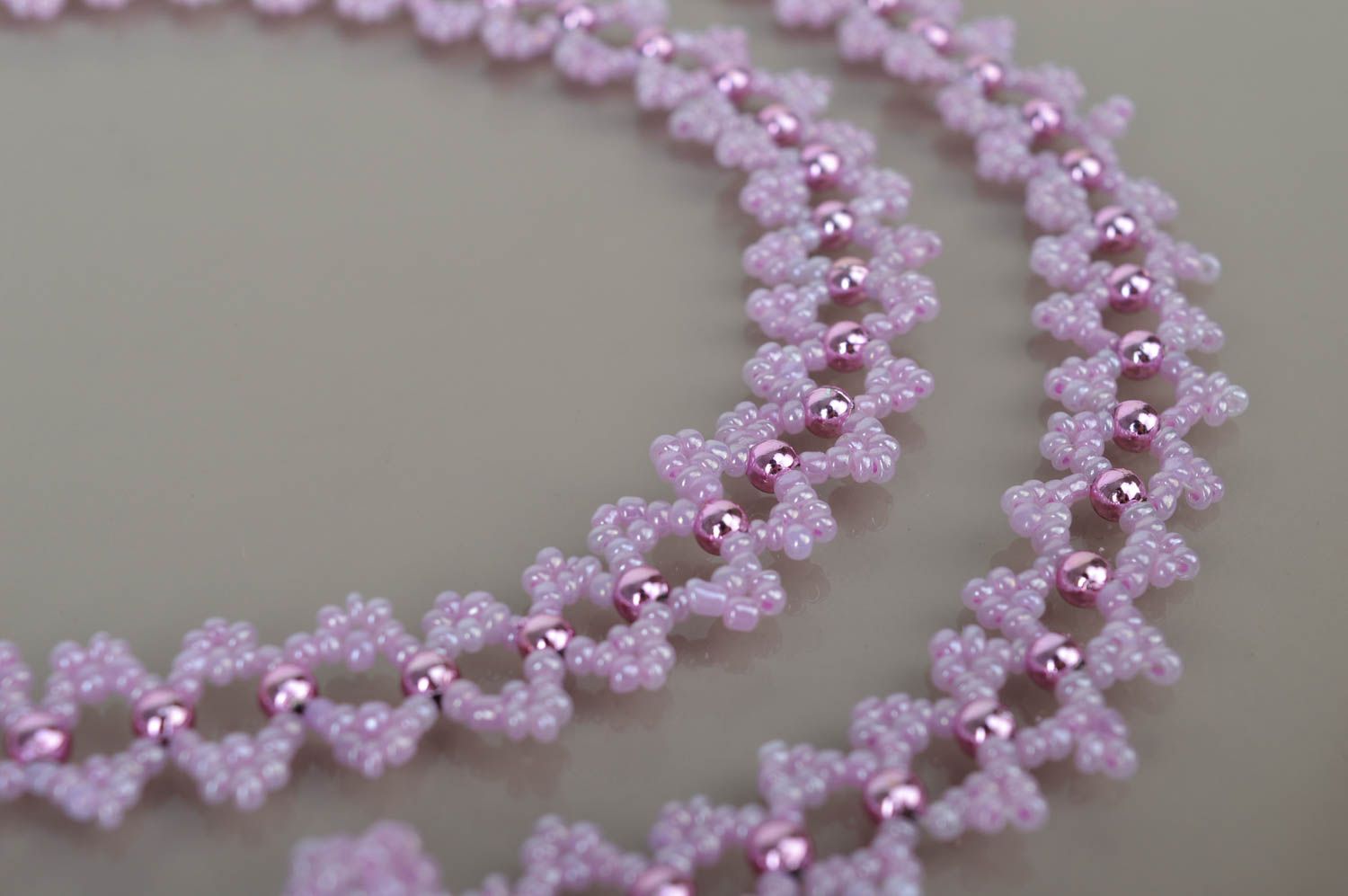 Handmade Schmuck Set aus Rocailles zart Collier Halskette Damen Armband violett foto 3