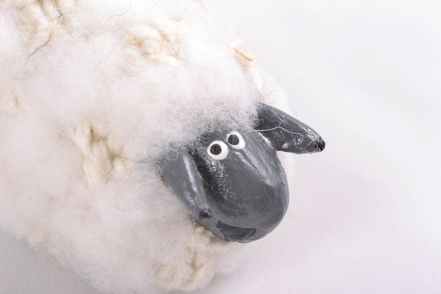 Statuette en papier mâché et laine naturelle faite main Mouton photo 3