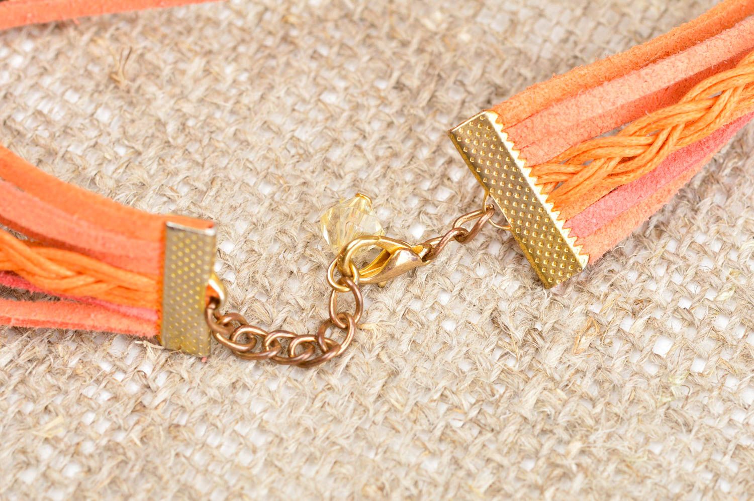 Grelles orange Wildleder Armband handmade Designer Schmuck Frauen Accessoire  foto 4