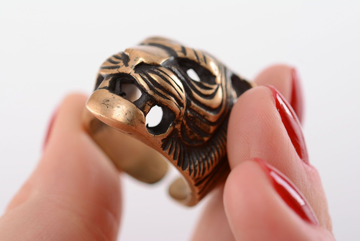 Bronze ring Head of a Tiger photo 4