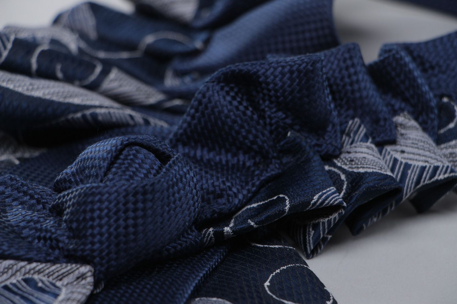 Handmade designer dark detachable collar sewn of men's fabric neck ties  photo 4