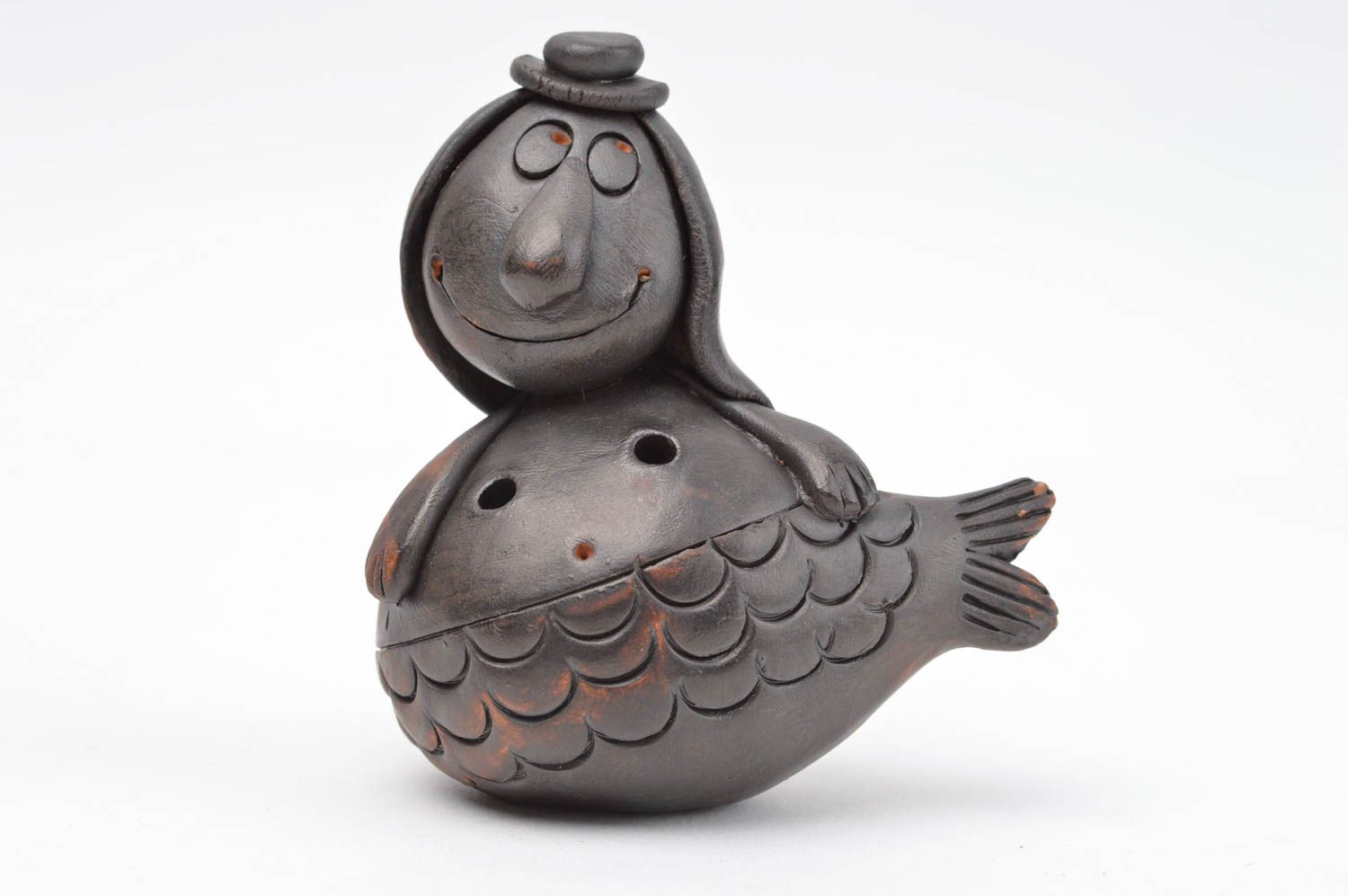 Сувенир из керамики статуэтка ручной работы фигурка глиняная свистулька Водяной фото 2