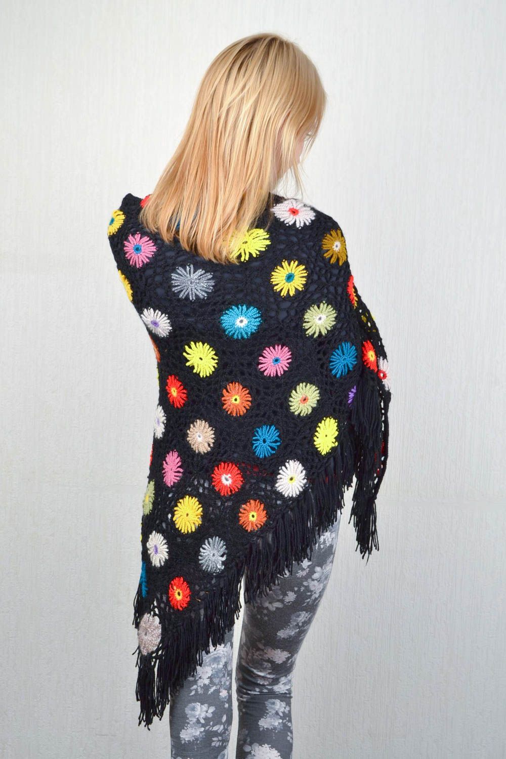 Handmade designer shawl unique winter stylish accessory present for women photo 2