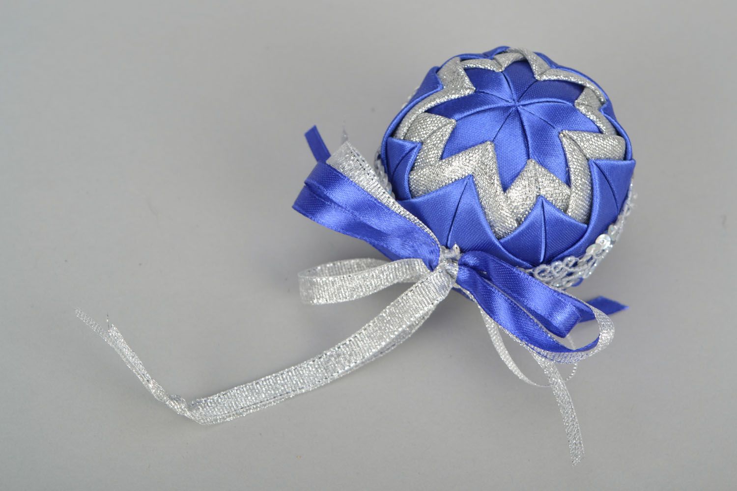 Christmas tree decoration Silver and Blue Ball photo 3