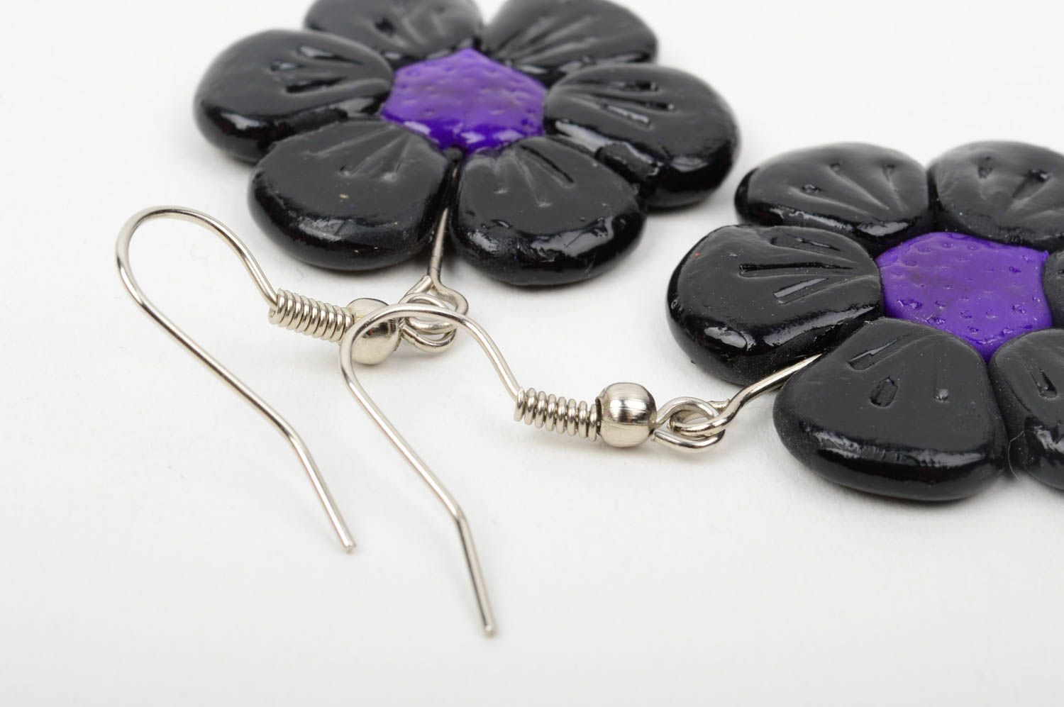 Womens earrings polymer clay handmade jewelry flower earrings plastic jewelry photo 5