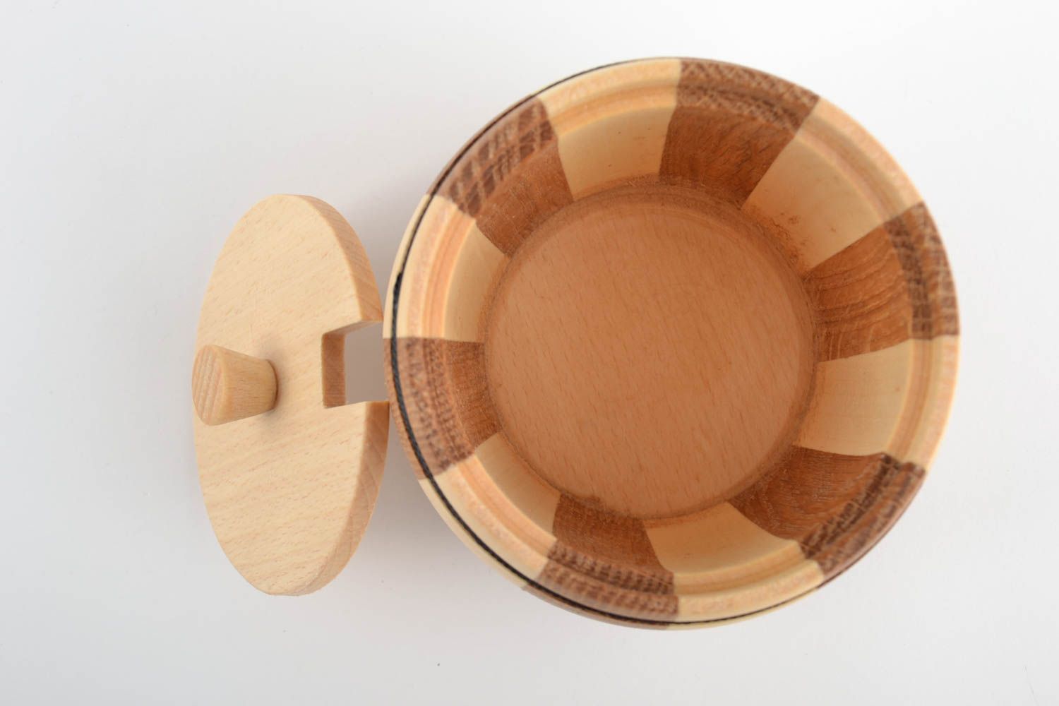 Holz Behälter für lose Produkte mit Deckel in Form vom Faß wunderschön 300 ml foto 3