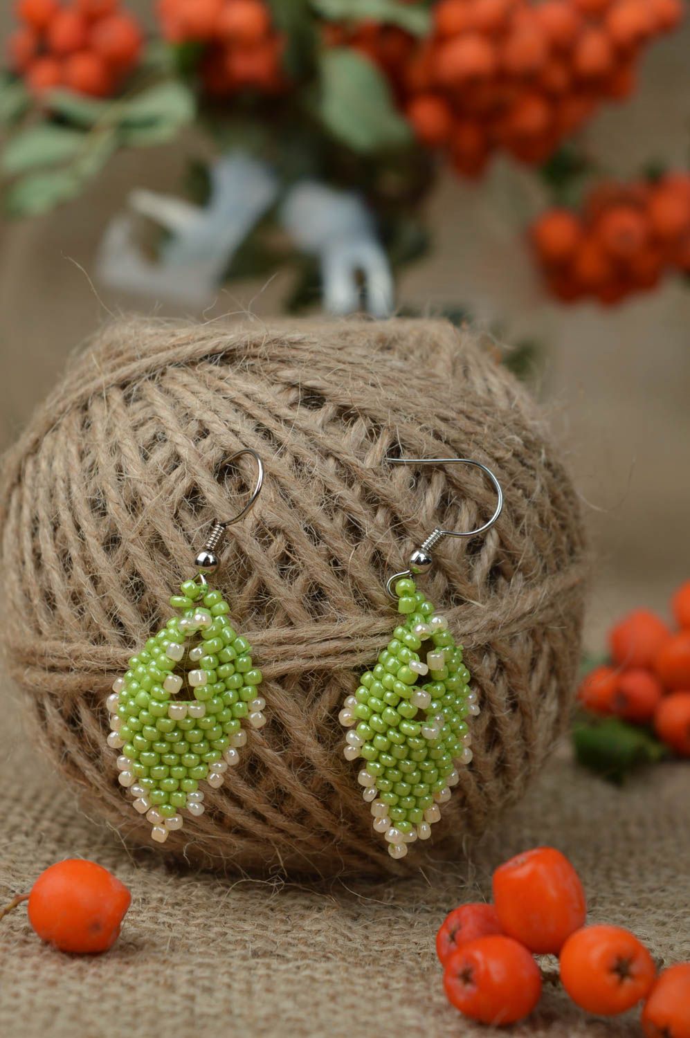 Juwelier Modeschmuck Handmade Ohrringe hellgrün Geschenk für Frauen  Glasperlen foto 1