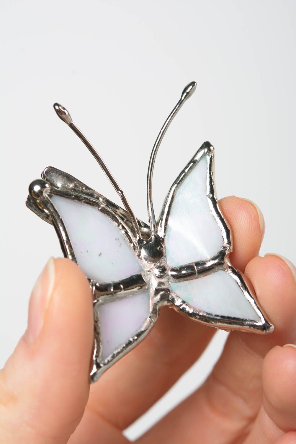 Barrette à cheveux en forme de papillon en verre vitrail faite main accessoire photo 3