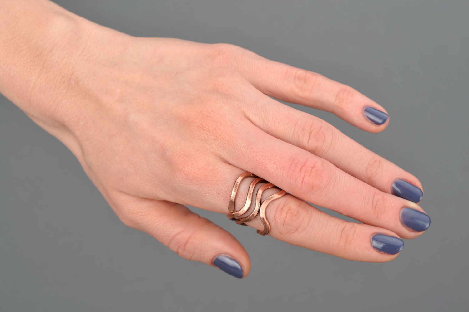 Handmade Kupfer Ring Wire Wrap breit für Frauen foto 2