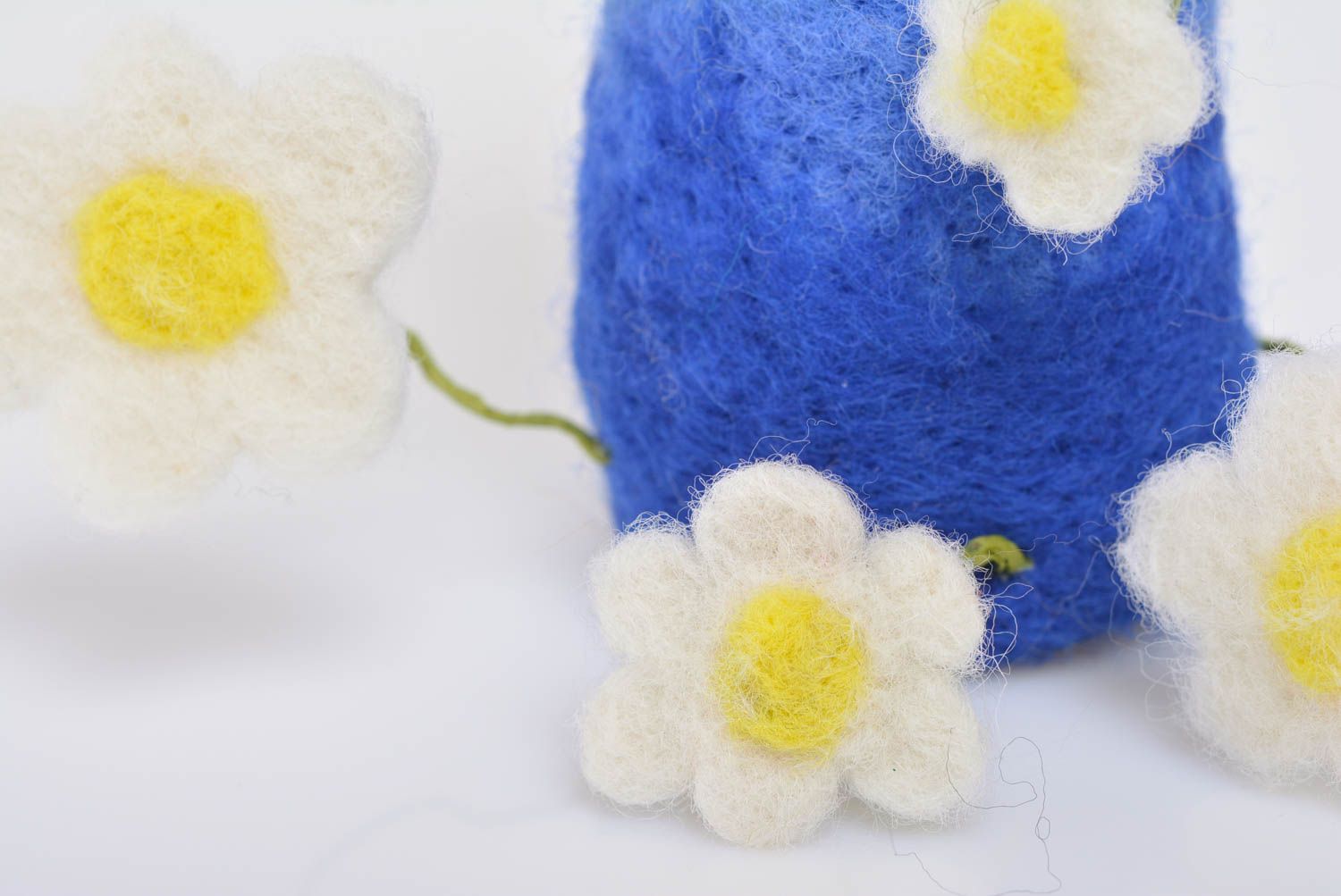 Handmade designer collectible soft doll felted of natural wool for interior  photo 4