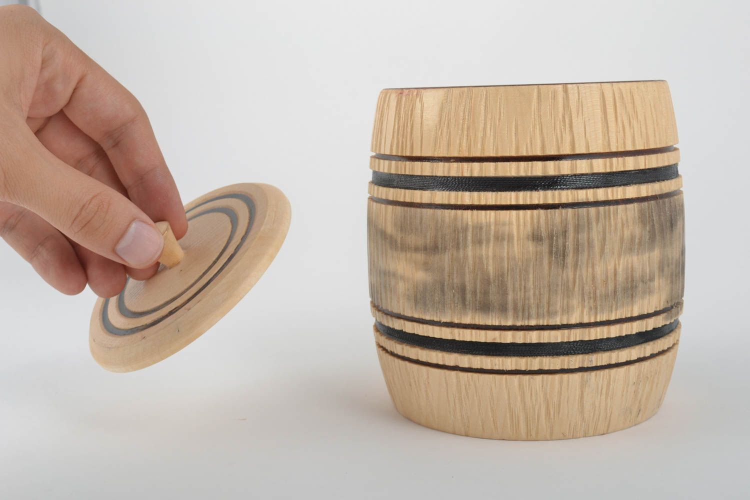 Handmade wooden barrel unusual designer barrel kitchen accessory 700 ml photo 5