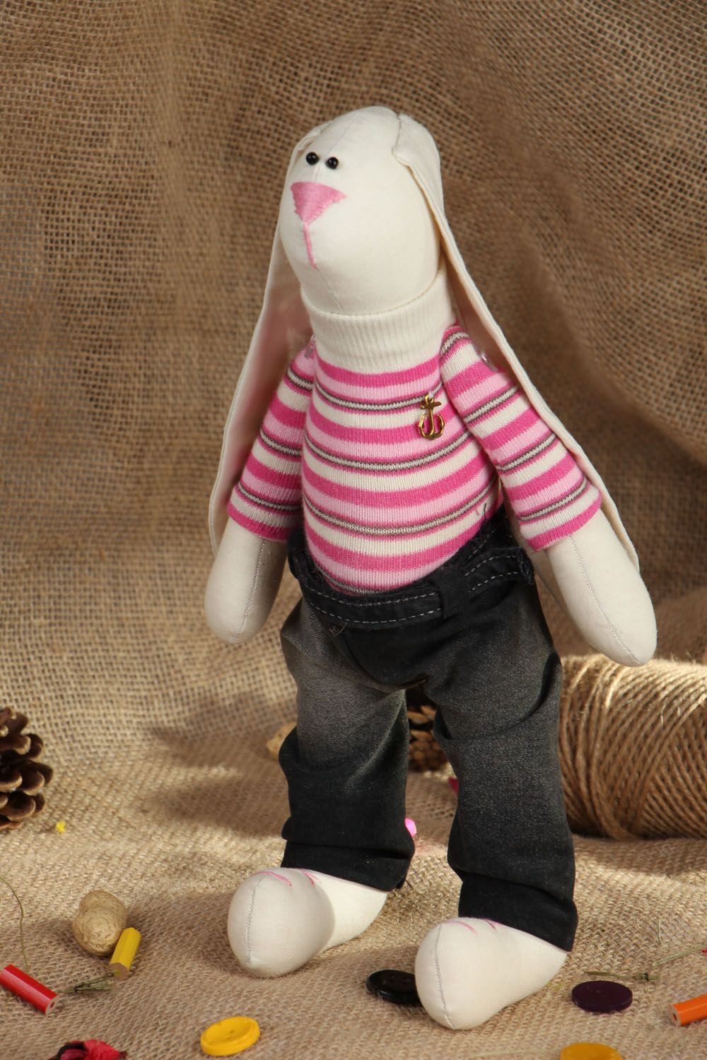 Textile handmade toy Bunny Sailor photo 5