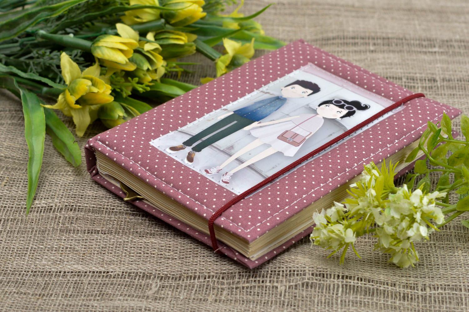 Handmade notepad with fabric cover designer notebook handmade sketchbook photo 1
