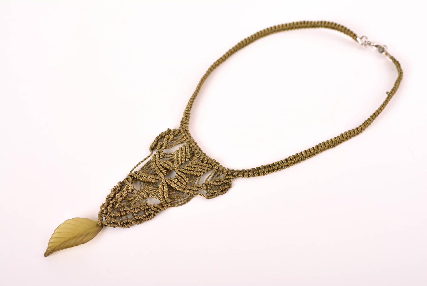 Handmade textile necklace elegant festive necklace unusual jewelry gift photo 1