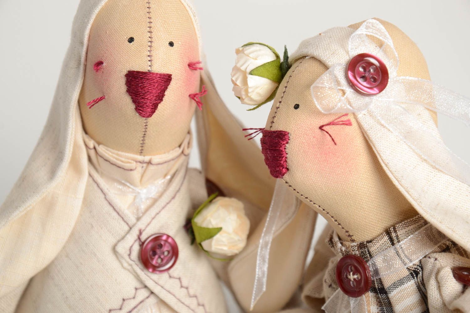 Куклы ручной работы куклы из ткани Влюбленные зайцы тряпичные куклы милые фото 5