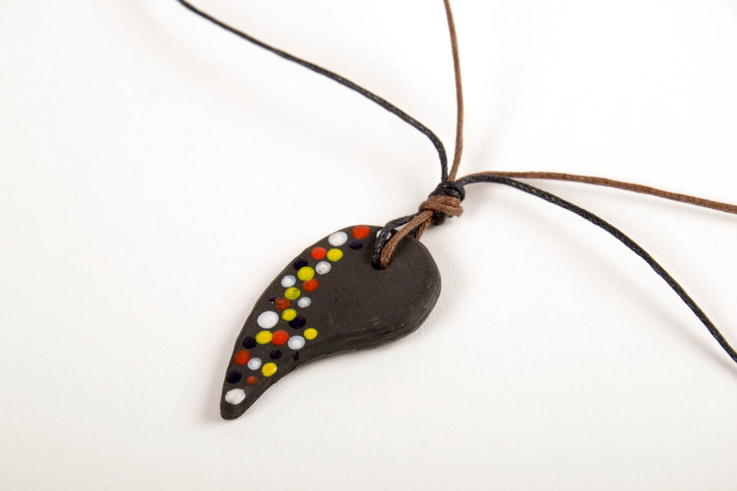 Handmade ceramic pendant unusual black pendant stylish accessory for girls photo 4