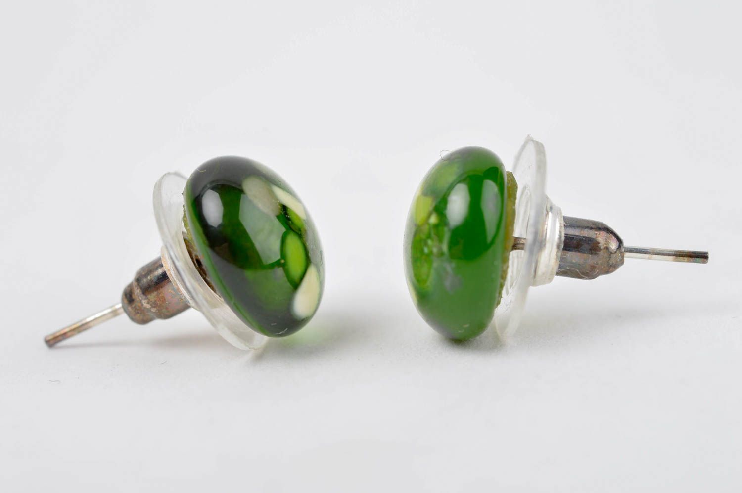 Ohrringe Damen handmade Ohrring Stecker Schmuck aus Glas schön in Grün  foto 2