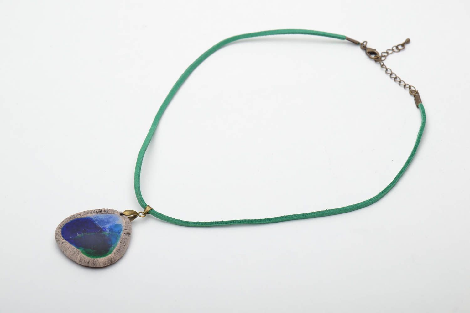 Ceramic pendant with fusing glass photo 2