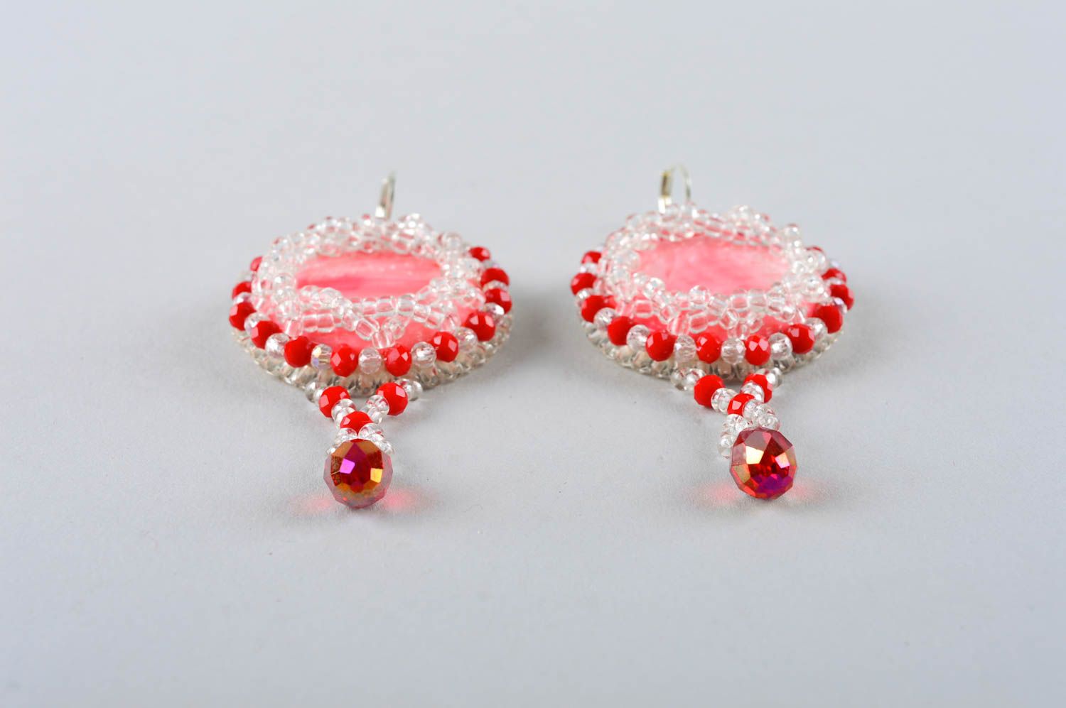 Handmade embroidered earrings beaded stylish earrings unusual accessory photo 3