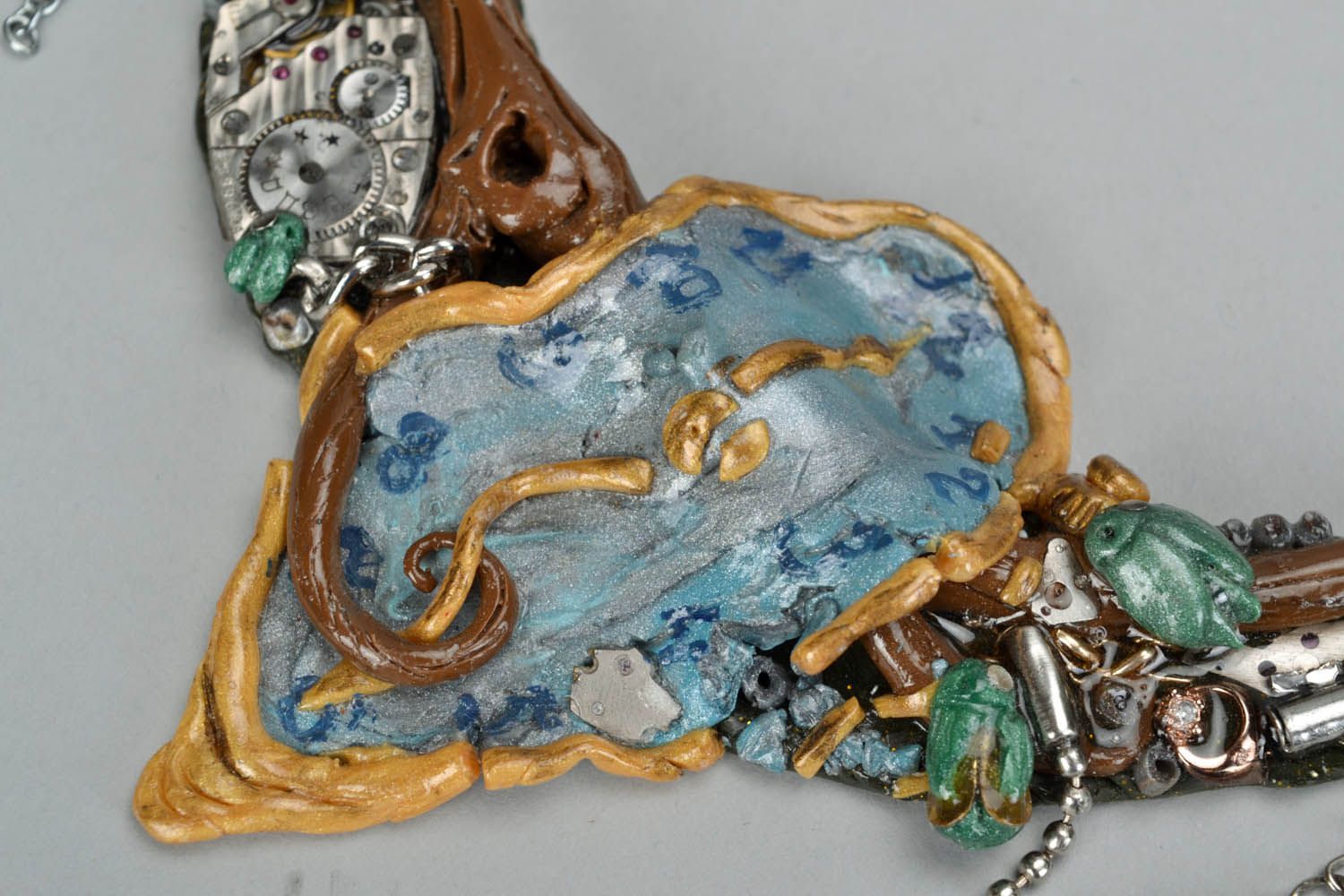 Conjunto artesanal de jóias de cerâmica plástica Salvador Dali foto 3