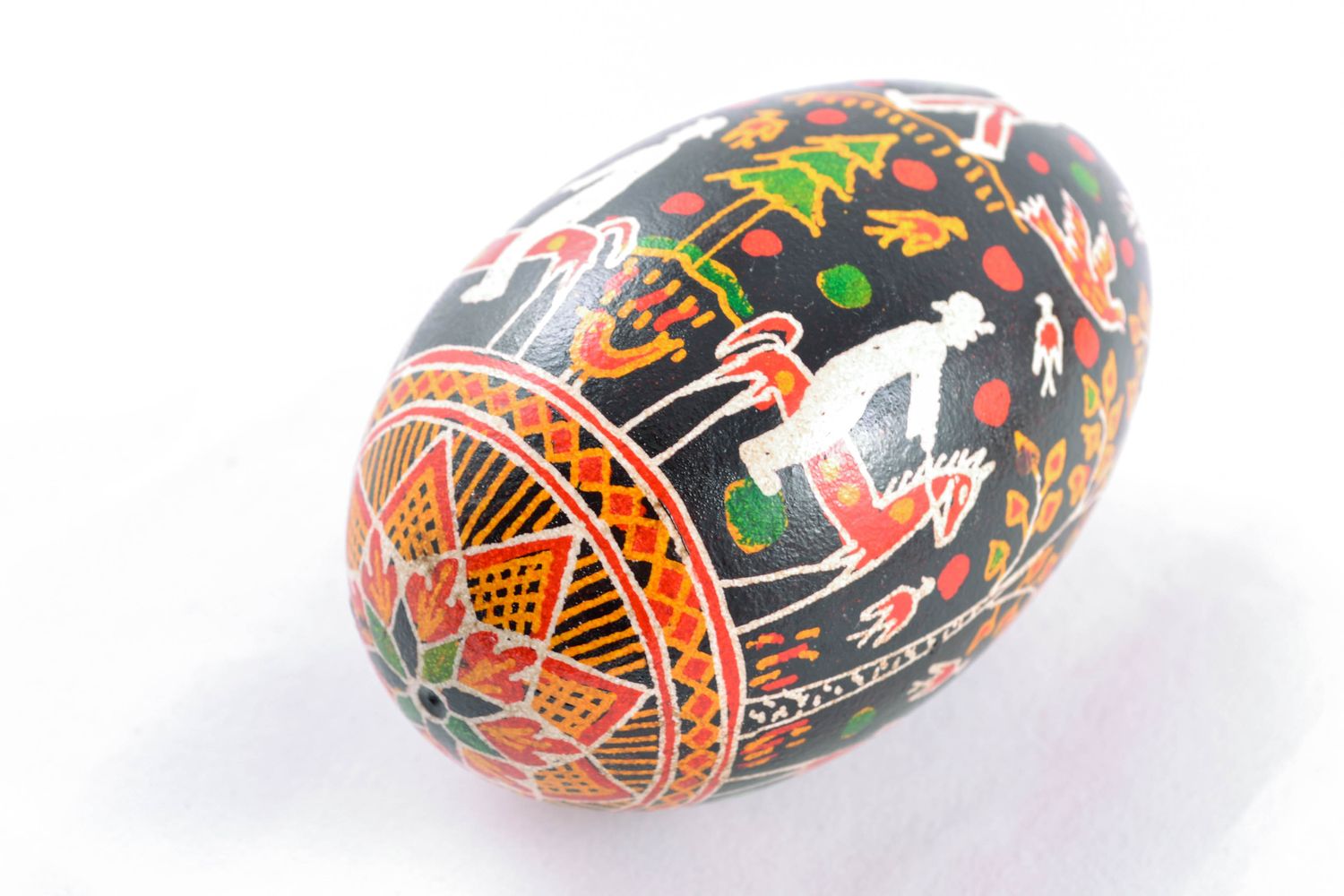 Black handmade painted Easter egg photo 3