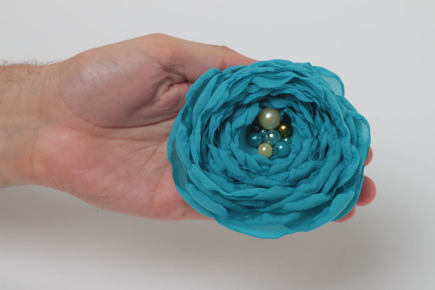 Broche fleur fait main Barrette cheveux bleue Accessoire femme fantaisie cadeau photo 5