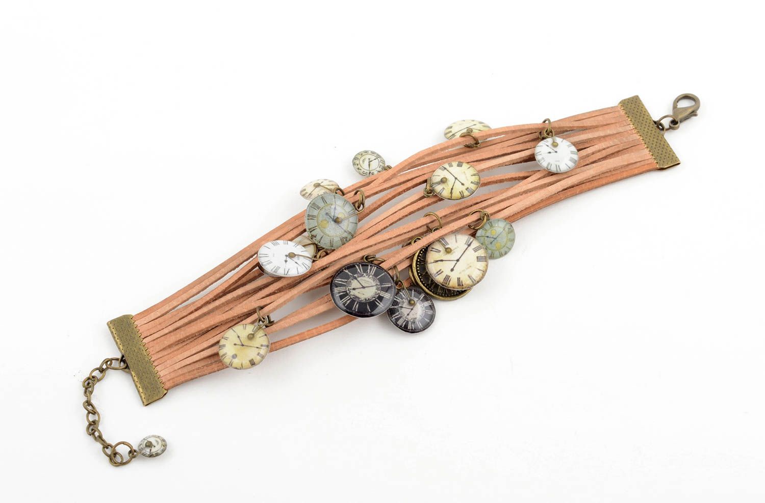 Handmade Leder Armband Designer Schmuck Frauen Accessoire modisch elegant beige foto 5