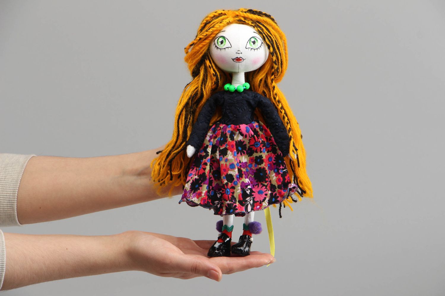 Beautiful collectible textile doll with long hair photo 4