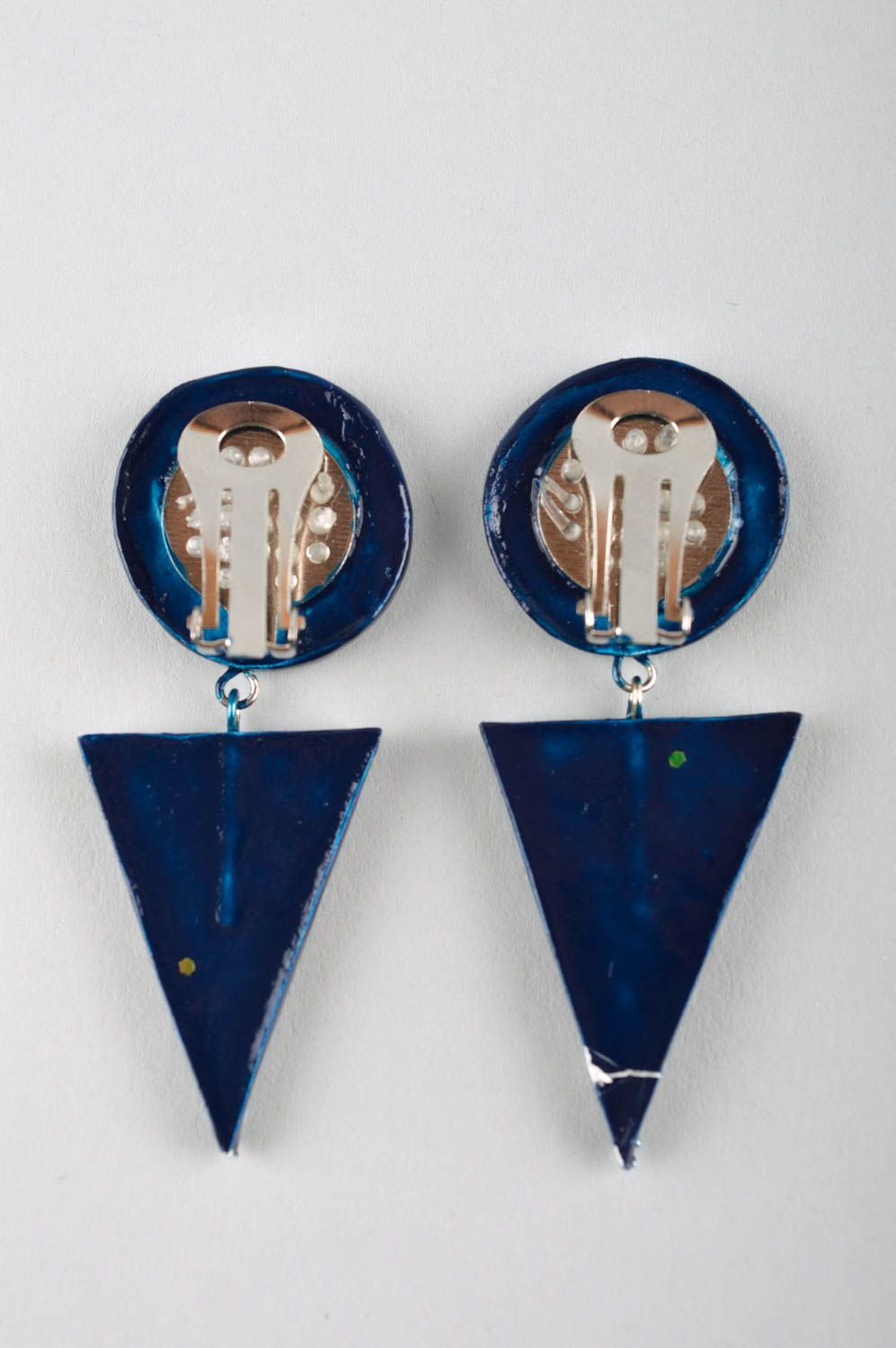 Beautiful handmade clip on earrings cool plastic earrings artisan jewelry photo 4