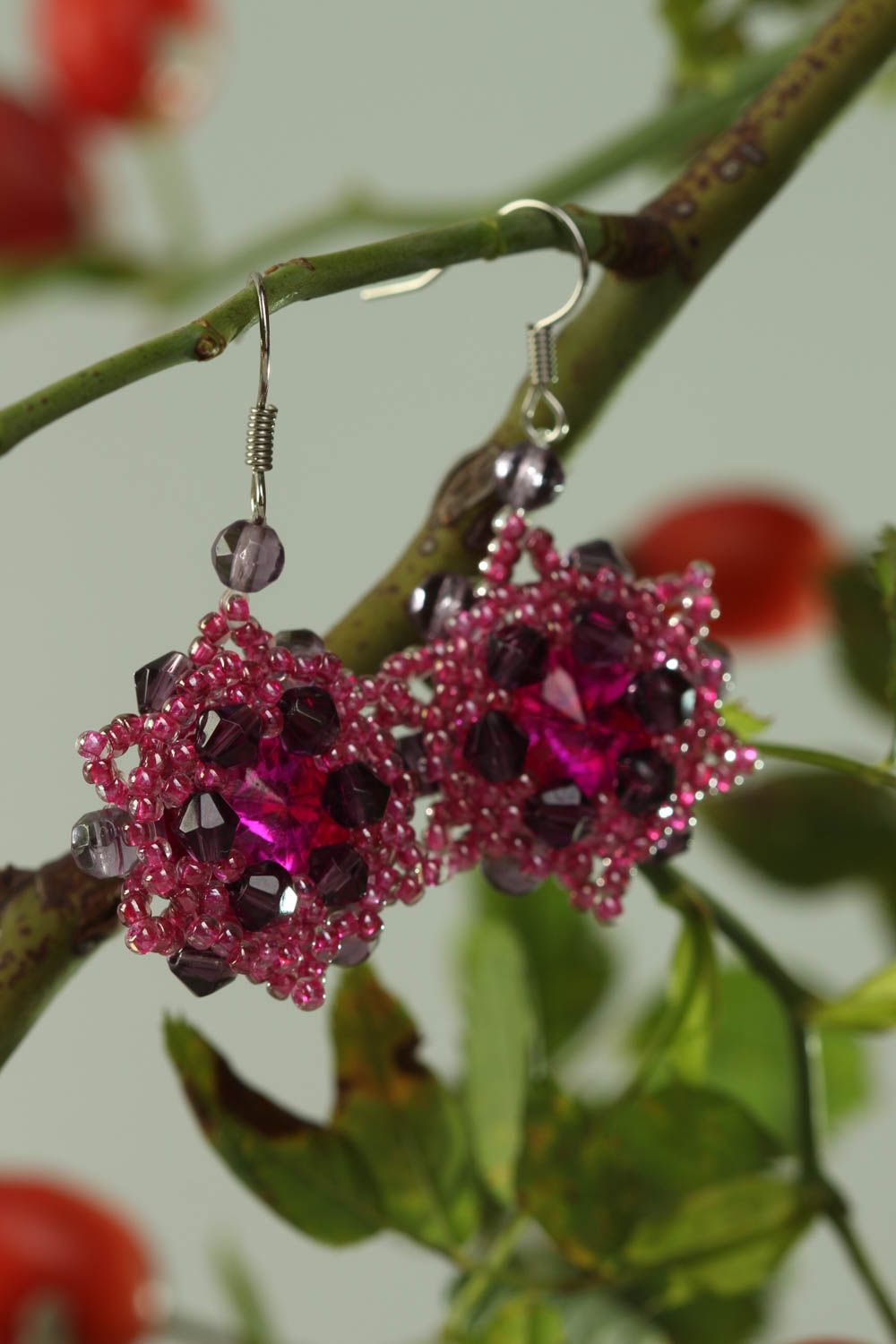Handmade beaded earrings stylish designer earrings cute evening accessory photo 1