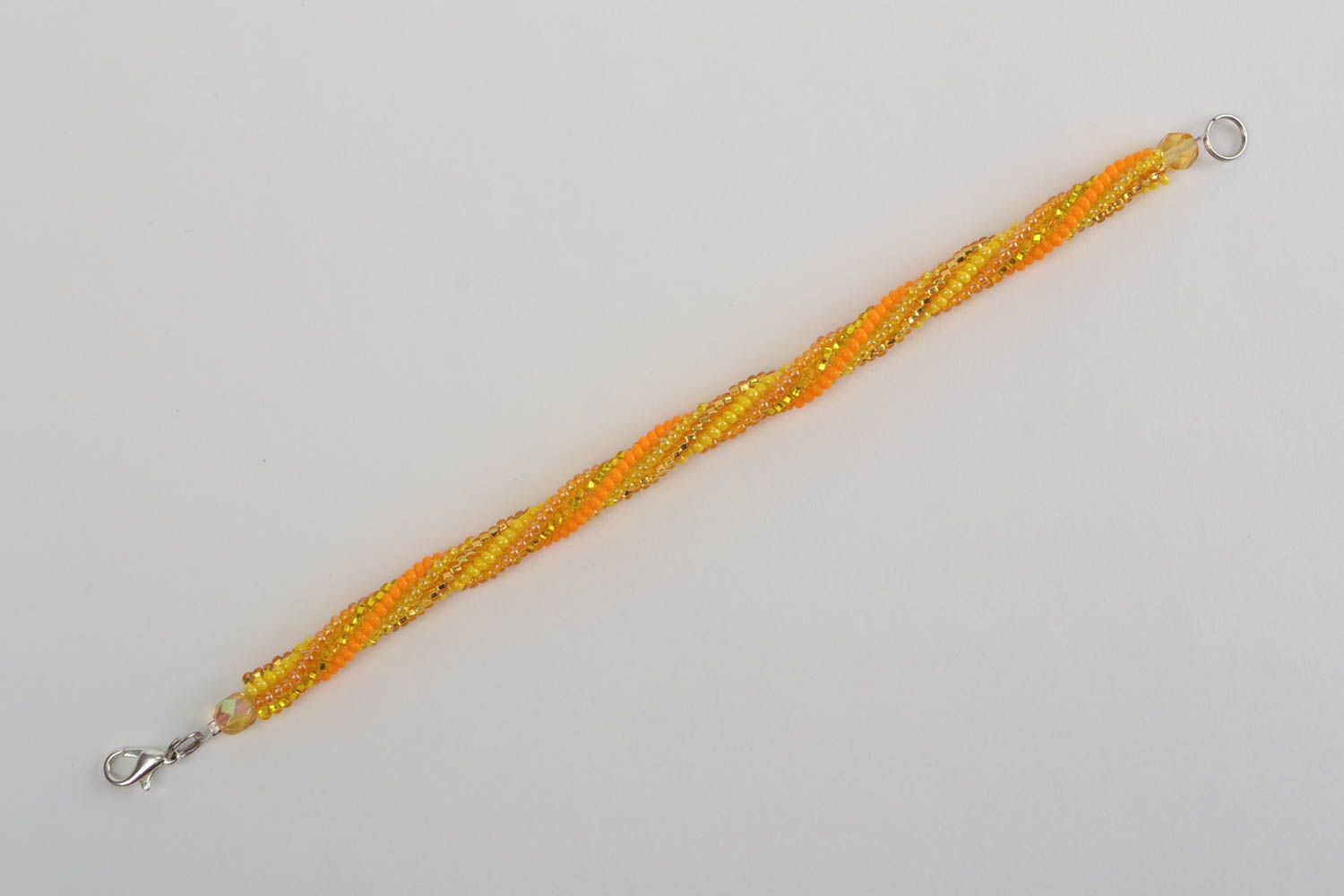 Bracelet en perles de rocaille Bijou fait main jaune-orange Cadeau femme photo 4