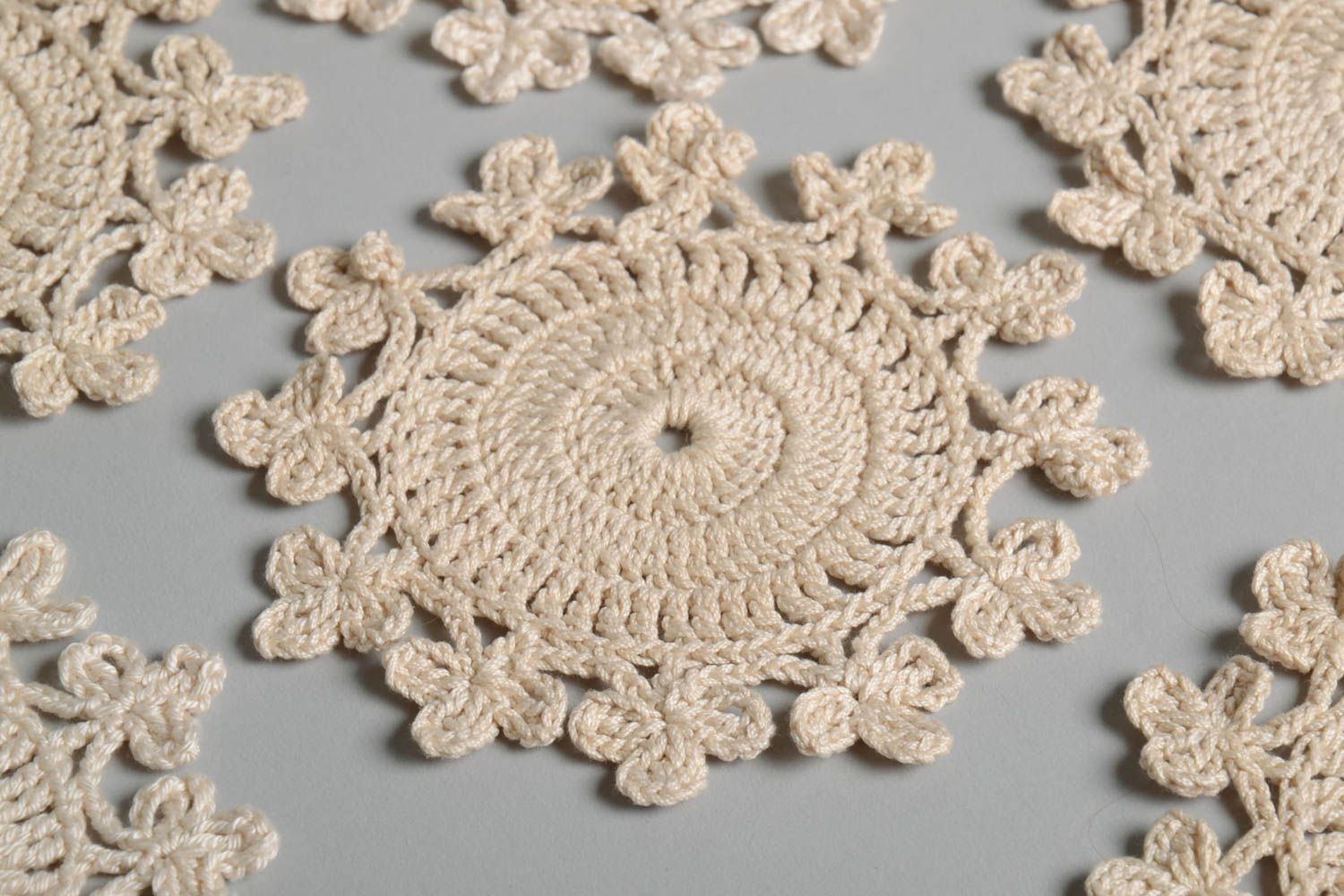 Crocheted decorative napkins 6 white small napkins home decor textile photo 4