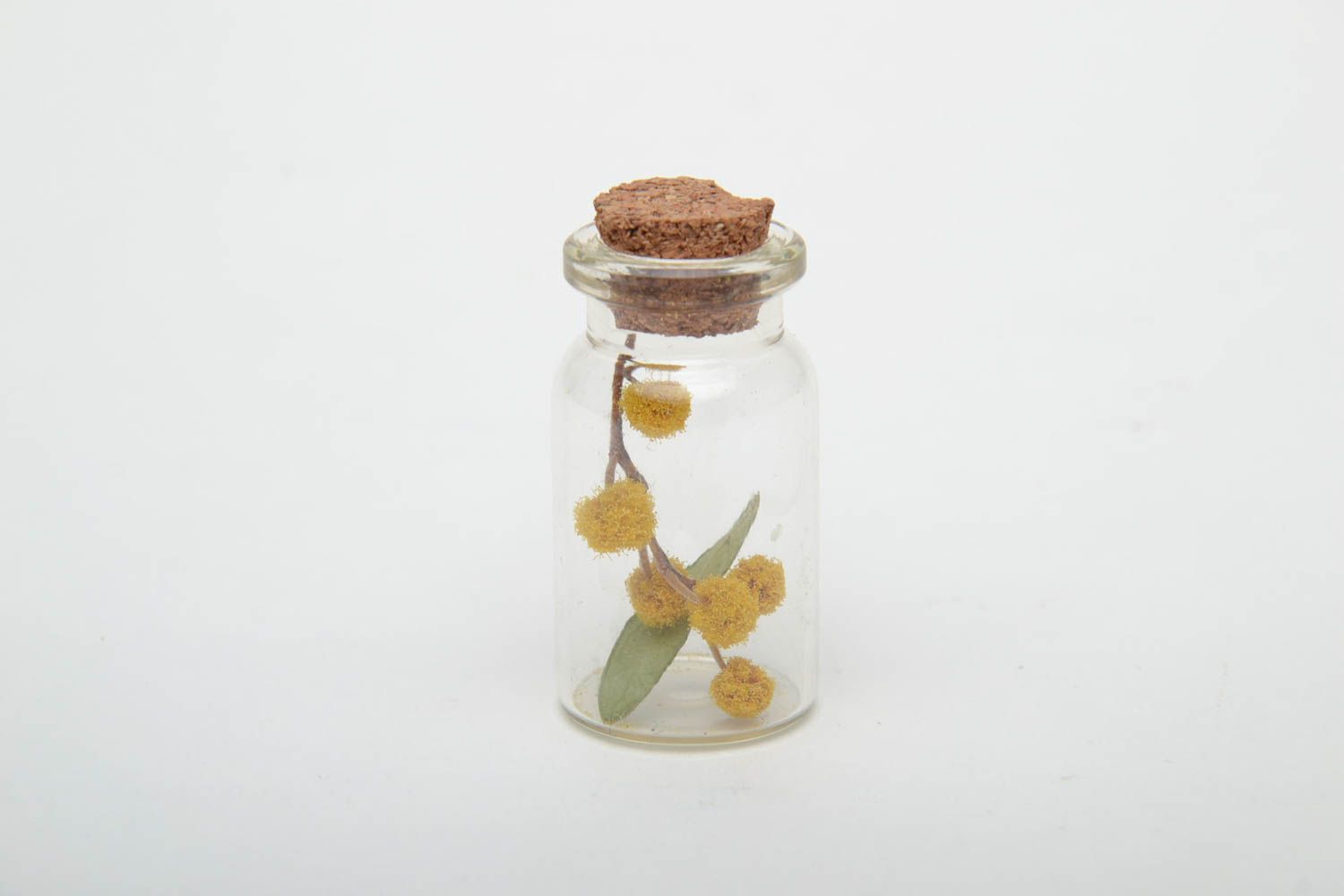 Mini bouteille avec plante séchée faite main photo 3