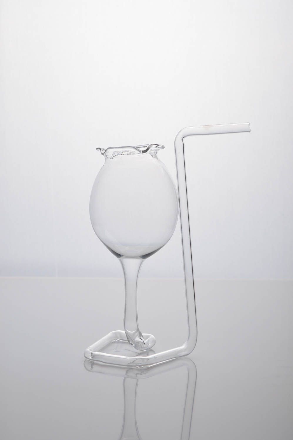 Стеклянный стакан ручной работы оригинальный бокал стакан с трубочкой 230 мл фото 2