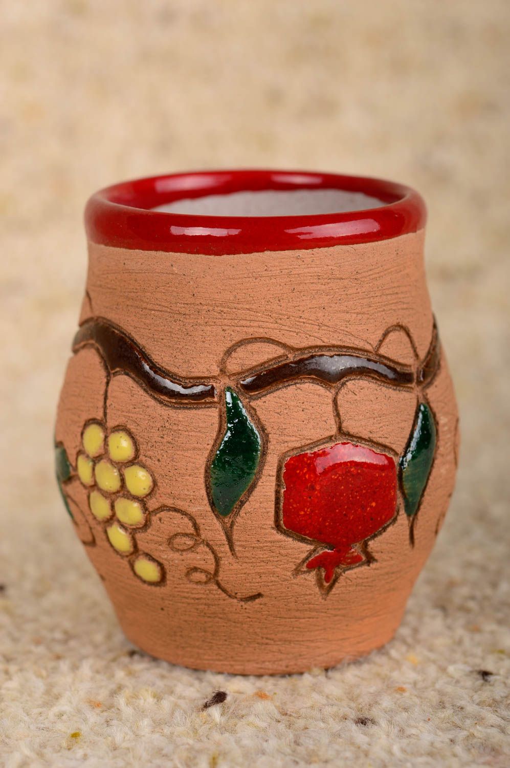 Handmade ceramic shot glass stylish designer ware shot made of clay 130 ml photo 1