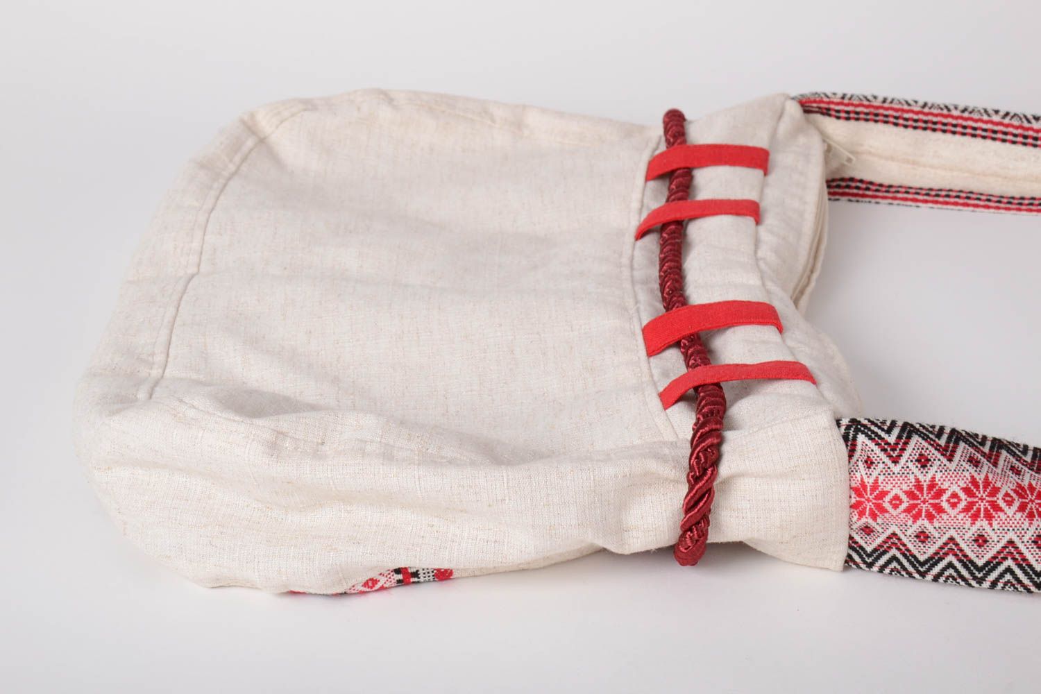 Sac en tissu de lin fait main Accessoire femme motif ethnique Cadeau original photo 4