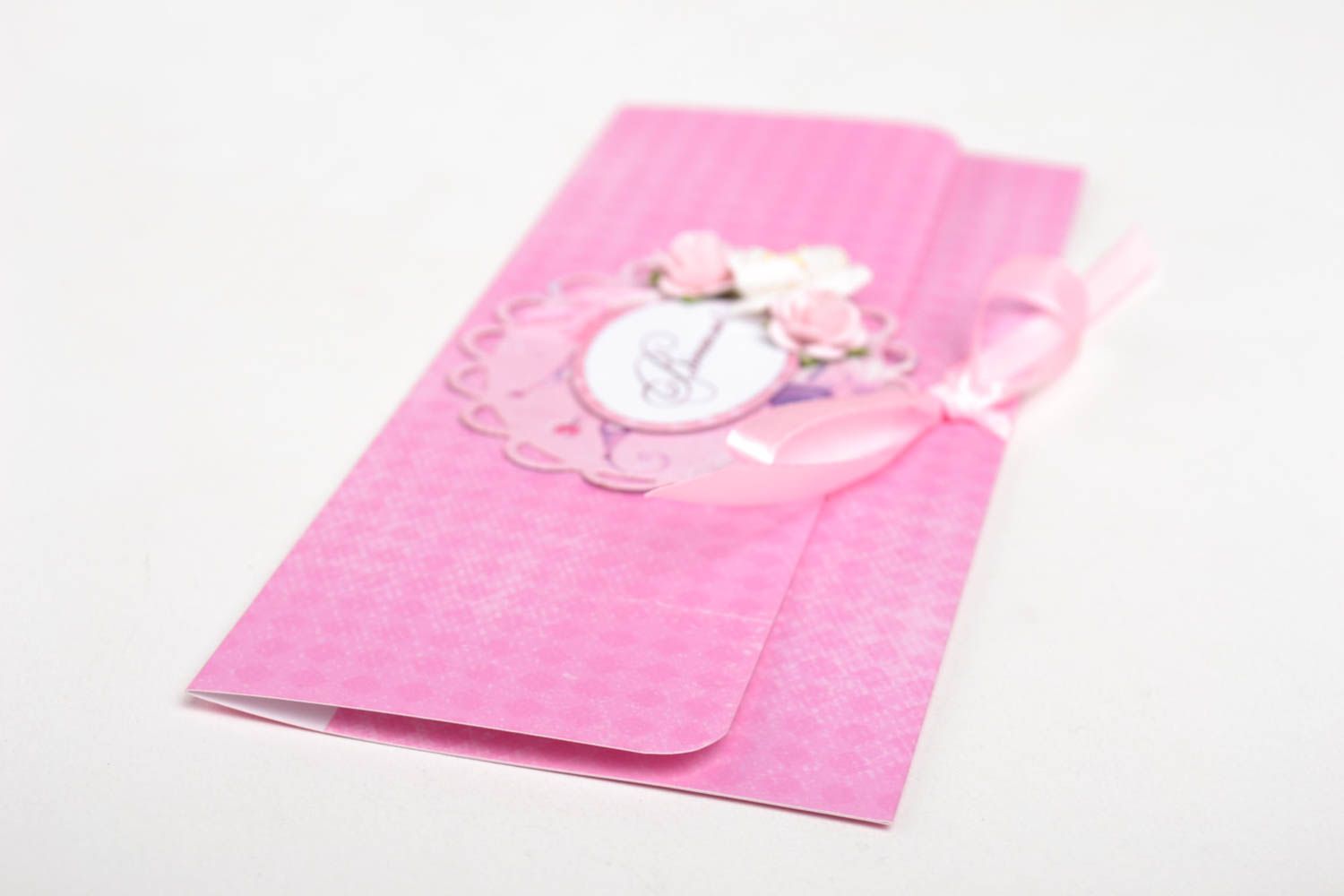 Handmade pink tender postcard designer stylish postcard elegant souvenir photo 4