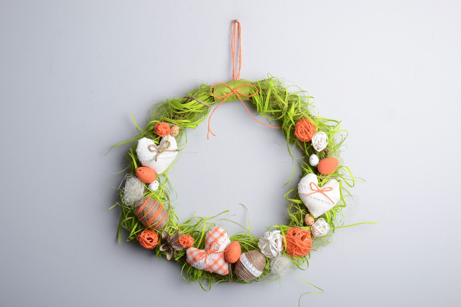 Unusual handmade festive Easter door wreath for decoration of interior  photo 1