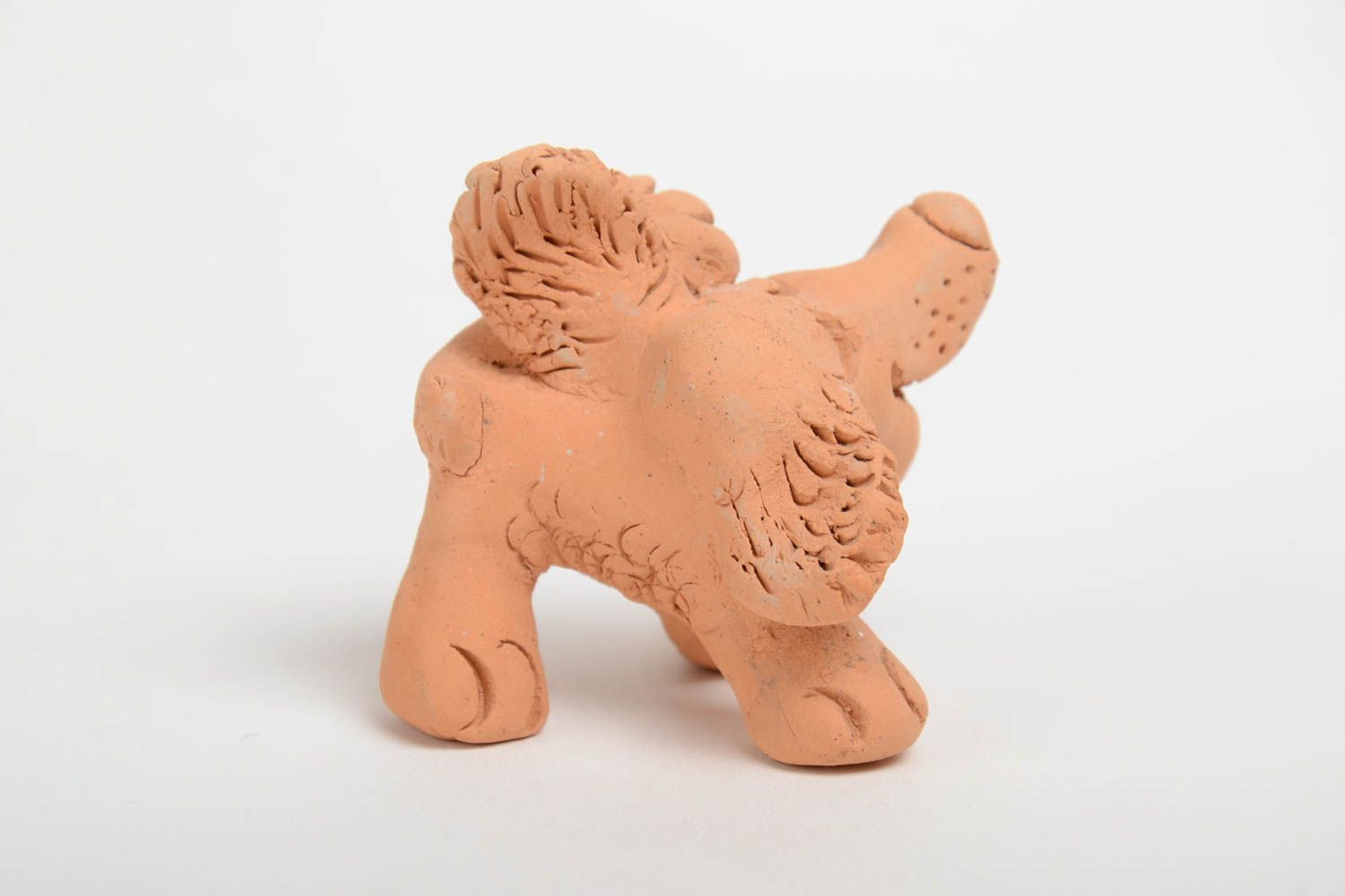 Миниатюрная глиняная статуэтка собачки ручной работы оригинальная красивая фото 4