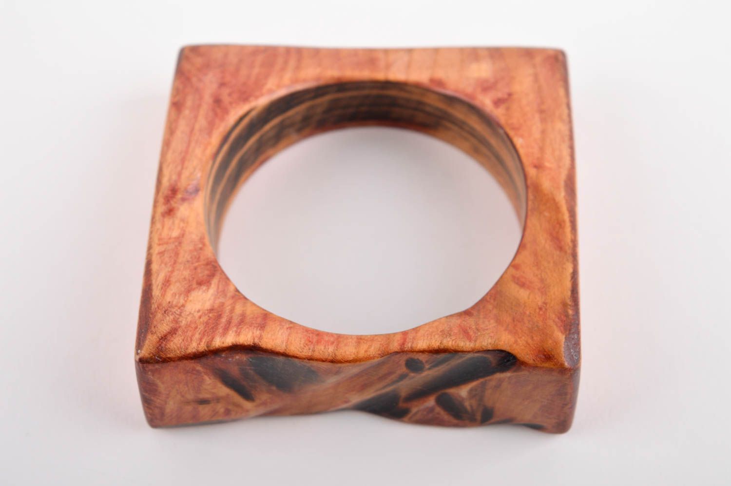 Pulsera de madera cuadrada hecha a mano regalo original accesorio para mujer foto 2