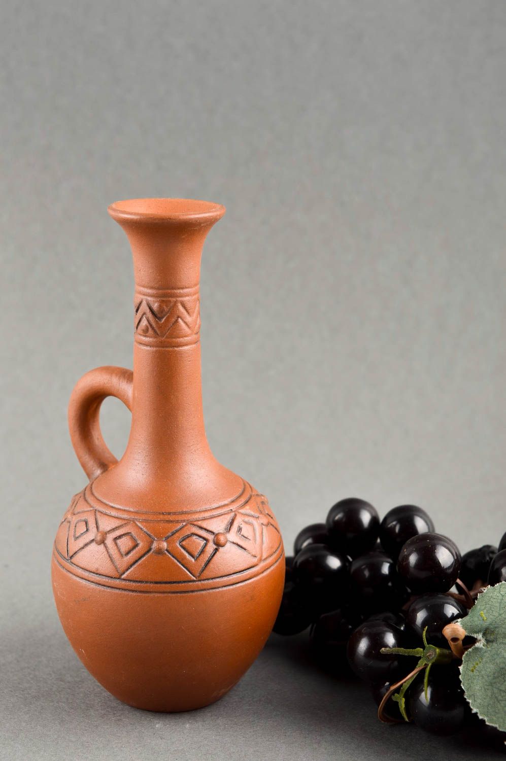 Глиняный кувшин хэнд мэйд емкость для питья рюмка для вина из глины с узорами фото 1