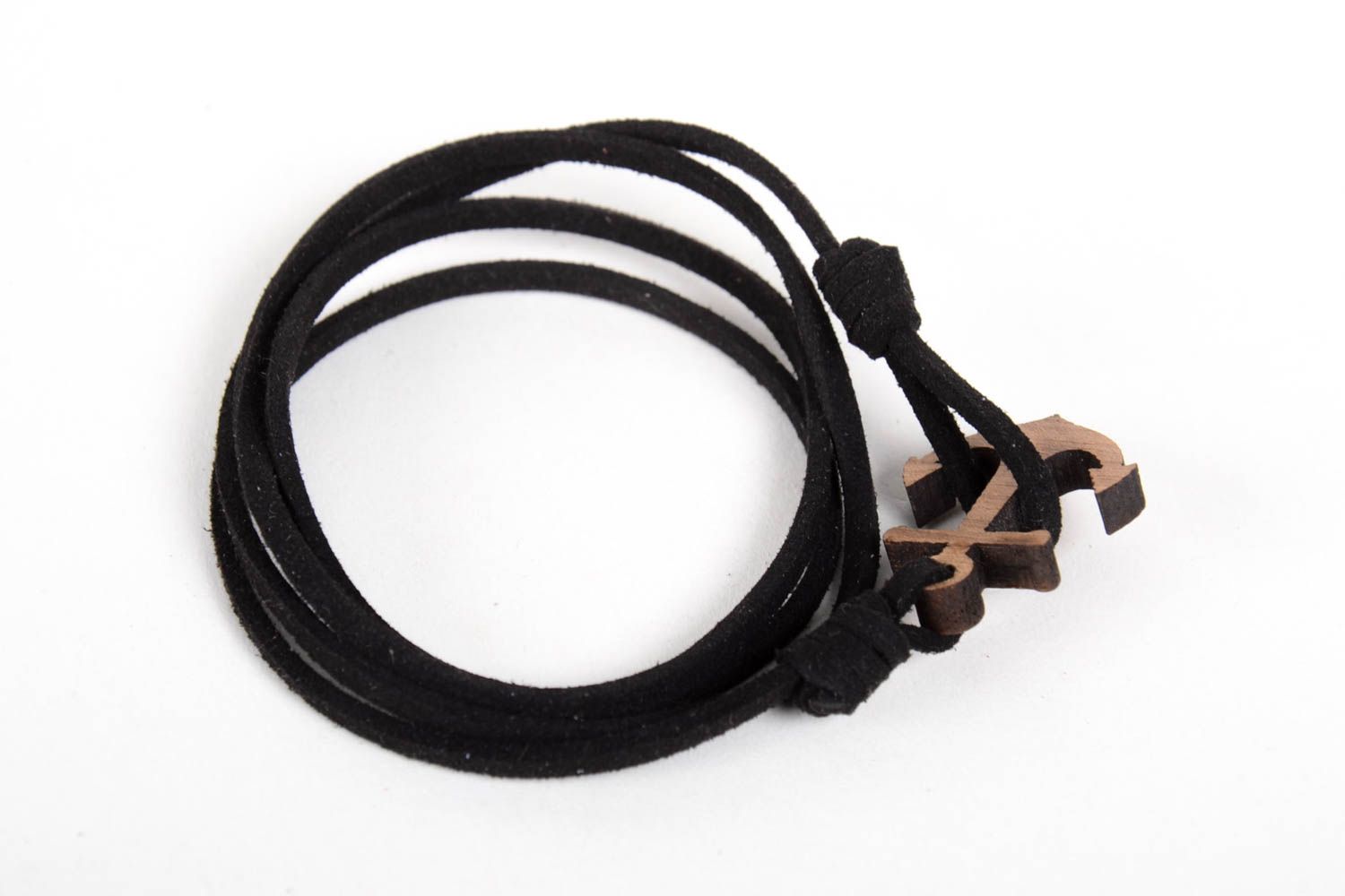 Handmade black cute bracelet unusual fashionable bracelet suede wrist jewelry photo 2