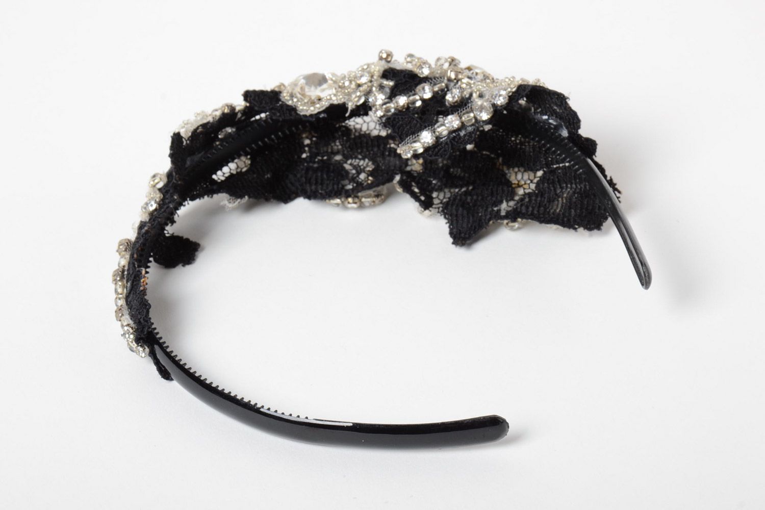 Glamour beautiful handmade headband with strasses and lace photo 5