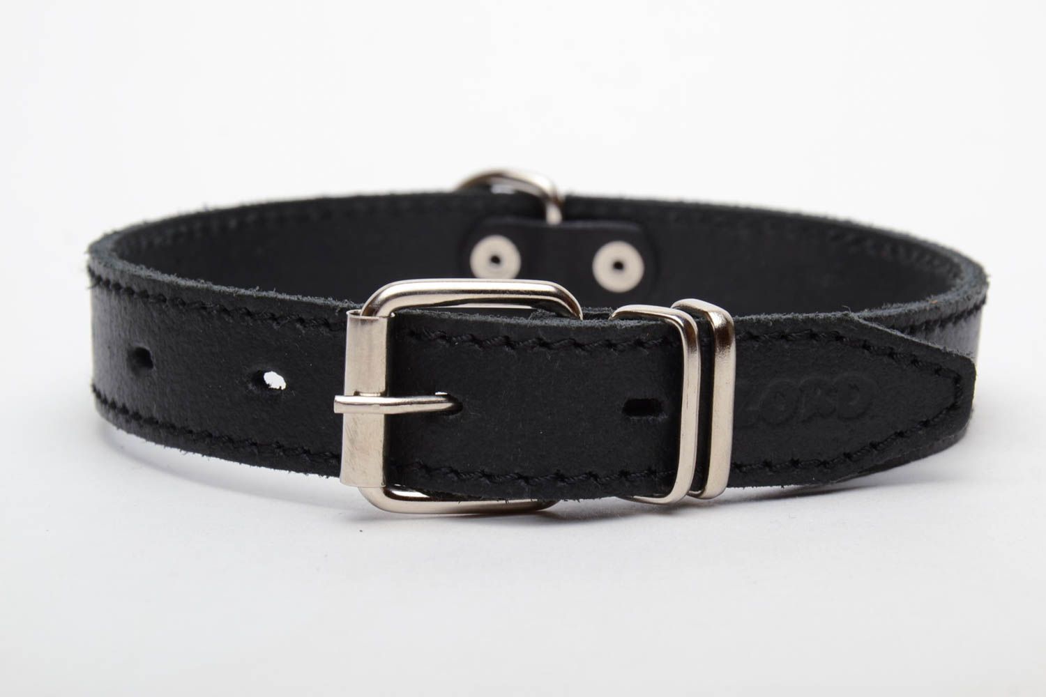 Schwarzes Lederhalsband für Hund Retro foto 2