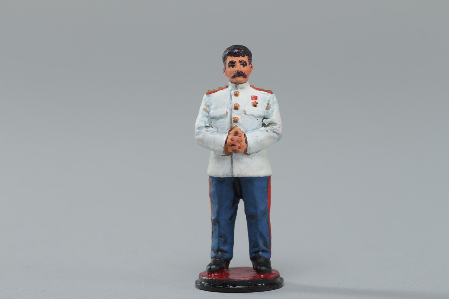 Handmade collectible miniature tin figurine of Stalin painted with acrylics photo 2