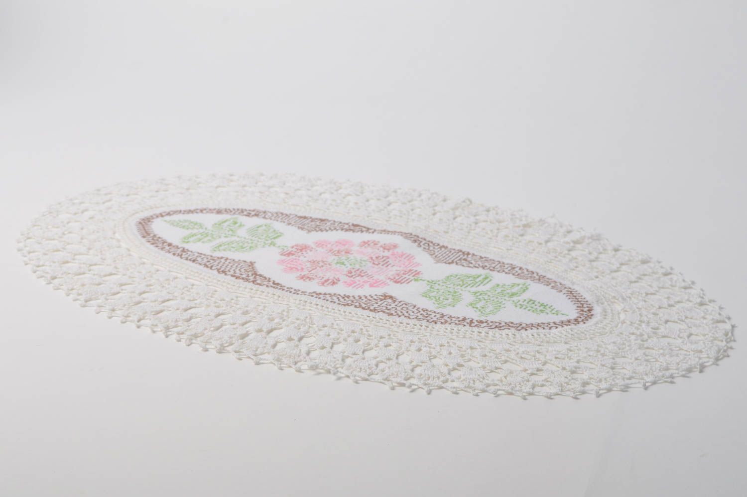 Handmade openwork napkin oval crocheted napkin home decor ideas lace napkin  photo 4