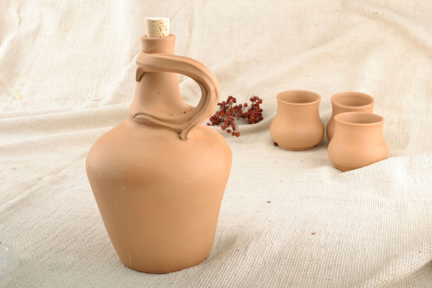 45 oz ceramic handmade terracotta wine pitcher with handle and lid 2,16 lb photo 6