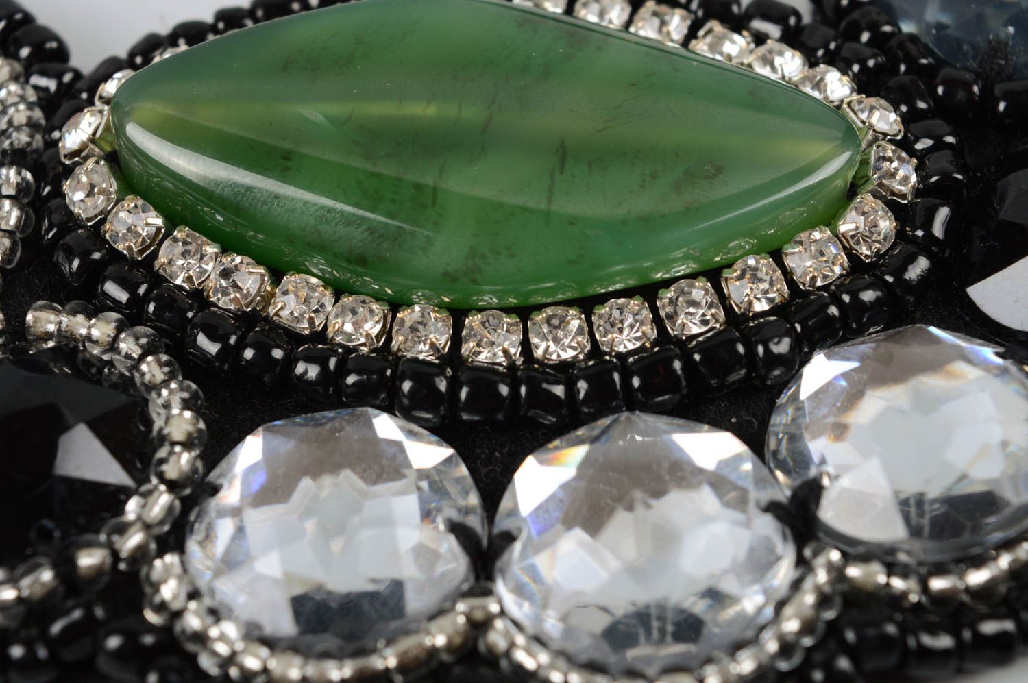 Collier en perles de rocaille Bijou fait main noir vert Accessoire femme photo 4