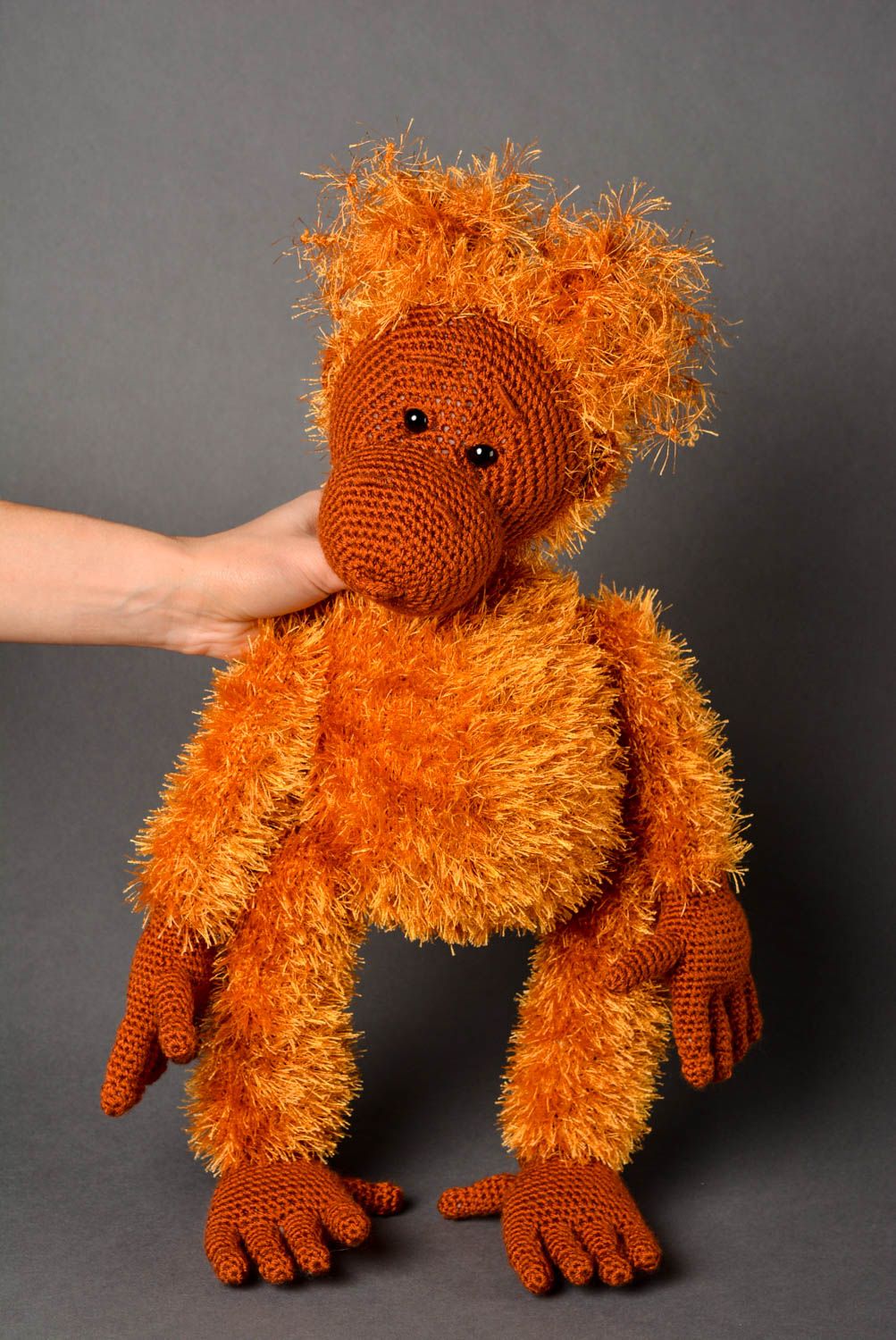 Мягкая игрушка хэнд мэйд детская игрушка вязаная коричневая игрушка обезьяна фото 2